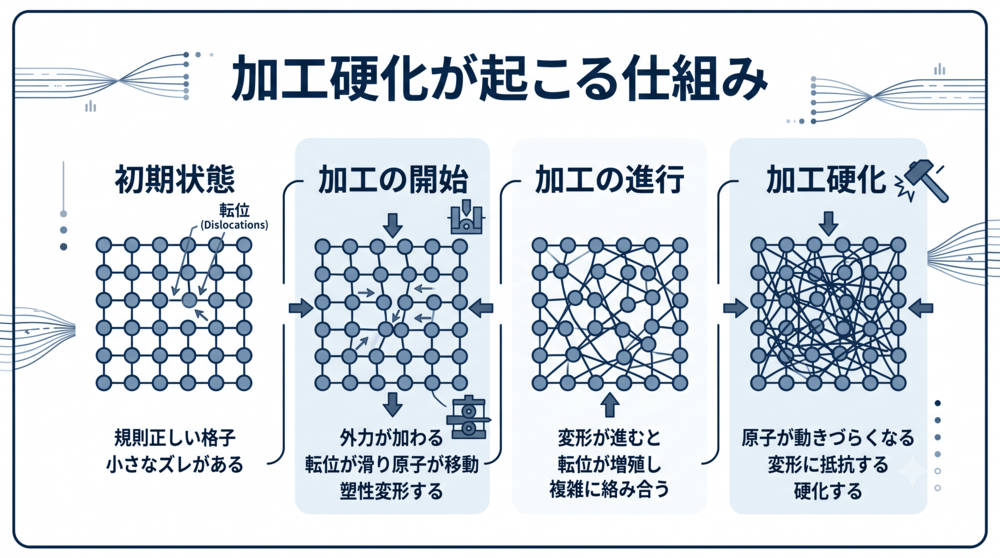 加工硬化が起こる仕組み
